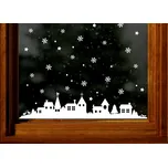 Pruh vesnička s korouhví + vločky, hvězdy (Samolepicí dekorace - vánoční)