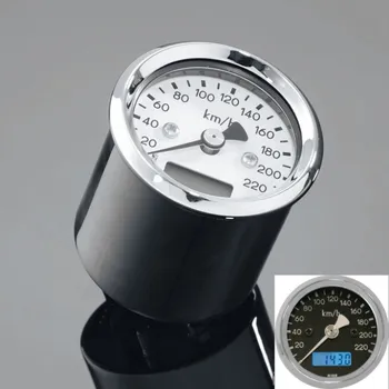 Osvětlení pro motocykl Highway Hawk Highway Hawk H67-305 Tachometr elektronický 48mm 220km/h modrá LED Chrom