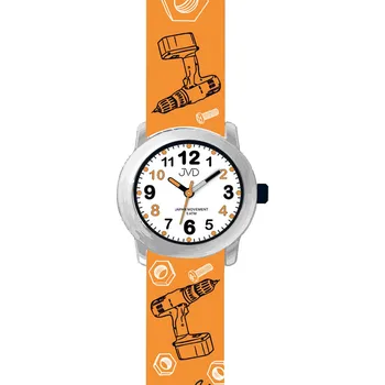 Dětské náramkové hodinky JVD J7175.1 pro dětské kutily (motivy nářadí, šroubů a matek na řemínku)