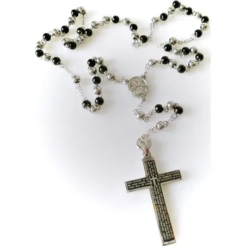 Růženec Růženec z chirurgické oceli s motlitbou na na černém křížku. 18109