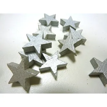 Vánoční dekorace Dřevěná hvězdička 3 cm - stříbrná - 1ks