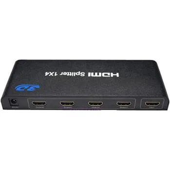 USB hub PremiumCord HDMI splitter 1-4 portů kovový s napájecím adaptérem, 3D, FULL HD