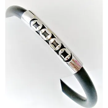 Náramek Ocelový náramek z černou pryží, ZYTA