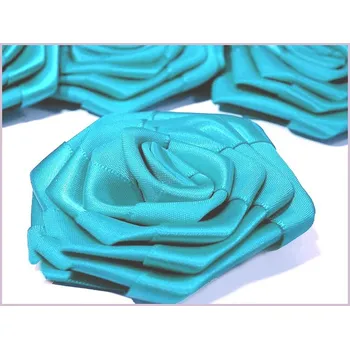 Saténový květ růže 7 cm - tyrkysový