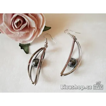 Náušnice Náušnice z chirurgické oceli s hematitovou kuličkou 15259A