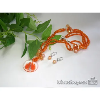 Náhrdelník Náhrdelník a náušnice v oranžové barvě