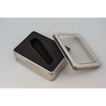 Plechová dárková krabička PDK 3 pro nůž HIKER a PRAKTIK (Lakovaný plech, vložená molitanová výstelka. Průhled ve víku.)