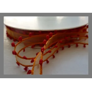 Stuha Stuha oranžová monofilová s nopky - 12mm/1m