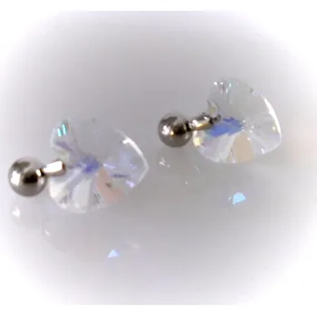 Náušnice Náušnice ocelové s broušeným kamenem ve tvaru srdíčka 20238