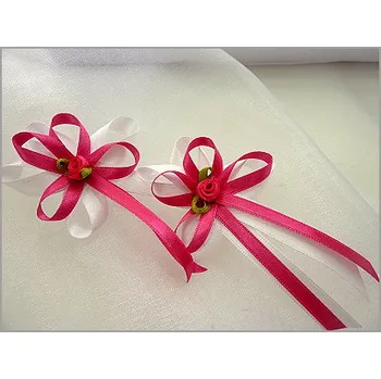 Vývazek velký bílo-tm.růžový satén