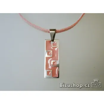 Přívěsek Přívěsek dámsský Chirurgická ocel s růžovým smaltem na kožené šnůrce 1506402