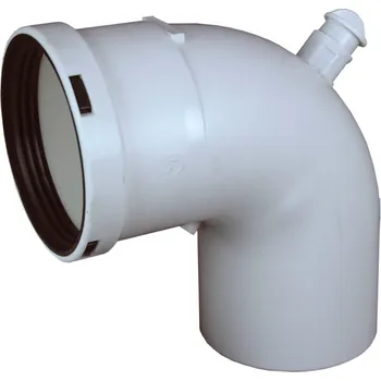 Kouřovod Koleno 90° průměr 80 mm, Polypropylen, s odběrem (Odkouření kondenzačních kotlů, Polypropylen)