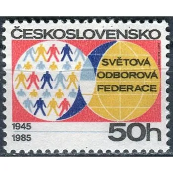 Poštovní známka Českosloveská pošta (1985) č. 2706 ** - Československo - 40. výročí světové odborové federace