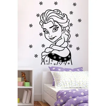 Samolepící dekorace Samolepka na zeď Elsa 2 + vločky (dekorace na zeď)