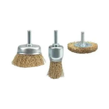 Drátěný kartáč Sada drátěných kartáčů se stopkou do vrtačky, 3 kusy kartáče s nástavc
