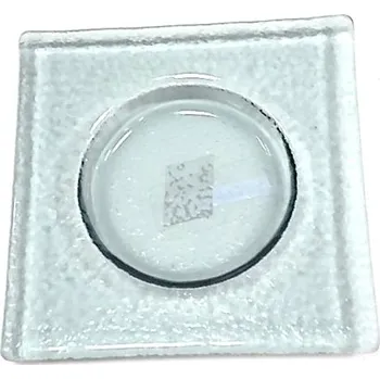 Svícen Sklo čtverec "ROUND" šedý 11,5x11,5x1cm