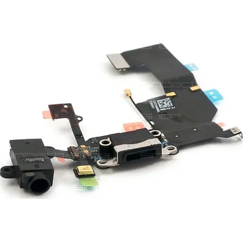 OEM iPhone 5C Docking port s jackem sluchátek a flexkabelem, černý