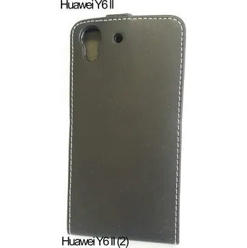 Flipové pouzdro Forcell černá barva eko-kůže pro mobil Huawei Y6 II / Honor 5a (Pouzdro černé barvy na mobilní telefon Huawei Y6 II / Honor 5a Forcell)
