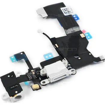OEM iPhone 5 nabíjecí konektor lightning s flex kabelem - bílý
