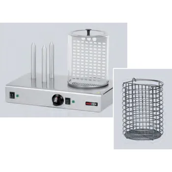 Hotdogovač RM GASTRO - RedFox Hotdogovač HOT DOG HD 3NK, párkovač 3 trny s nádobou a košíkem Red Fox, RM Gastro