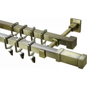 Garnýž Garnýž kovová 160 cm dvouřadá - dvojitá 20x20 Zanotti starozlatá