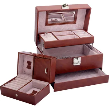 Šperkovnice Luxusní třípatrová hnědá šperkovnice SP-577/A21 (POŠTOVNÉ ZDARMA!)