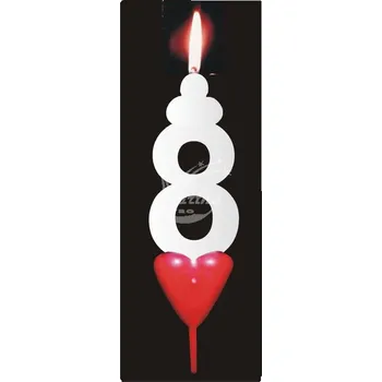 Dortová svíčka Svíčka na dort česká - Číslo 8 - bílá