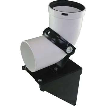 Kouřovod Koleno 90° průměr 80 mm, Polypropylen, patní do komína včetně kovového držáku (Odkouření kondenzačních kotlů, Polypropylen)