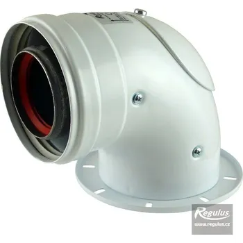 Kouřovod Koleno 90° 60/100 PP s přírubou zvětšenou, inspekčním otvorem (A2007065)