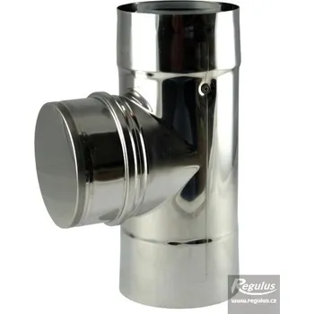 Kouřovod T kus průměr 80/125 s kontrolním otvorem, PPH-A/Inox (Inox fasádní odkouření)