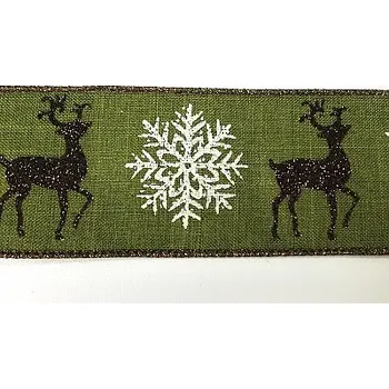 Stuha Stuha se sobem a vločkou 65 mm drát - zelená