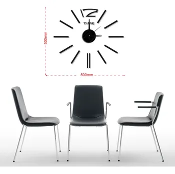 Hodiny Černé nalepovací hodiny na zeď MPM E01.3510 TIME - průměr 50cm (Černé levné nalepovací hodiny)