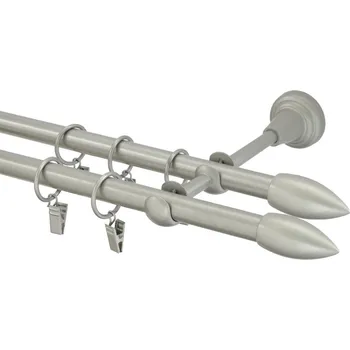 Garnýž kovová 160 cm dvouřadá - dvojitá 16 špice double matná stříbrná