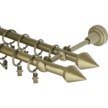 Garnýž kovová 300 cm dvouřadá - dvojitá 16 hrot double zlatá antik