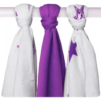 XKKO Bambusové pleny 70 x 70 cm 3 ks, Lilac Stars Mix