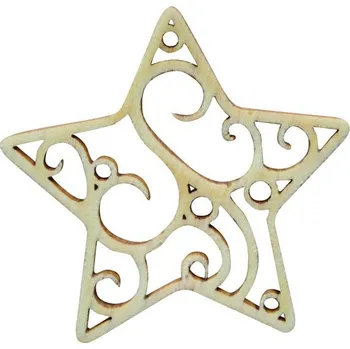 Dřevěný výřez hvězda filigrán, 1ks