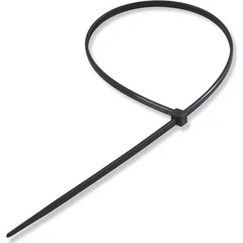 Stahovací páska Páska vázací černá do 8 kg VPC 2/200 (Páska vázací černá do 8 kg VPC 2/200(100). Materiál: polyamid 6,6 dle UL 94V-2. Odolné vůči olejům, benzínu, slané vodě, rozpouštědlům, zásaditým látkám.)