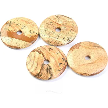 Přívěsek Jaspis obrázkový donut na kůži 35mm