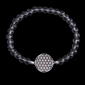 Souprava šperků Náramek křištál - Květ života postříbřený 18 mm (Náramek křištál - Květ života postříbřený 18 mm)