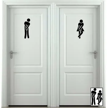 Samolepící dekorace Samolepka na dveře Dvě siluety na wc (dekorace do bytu)