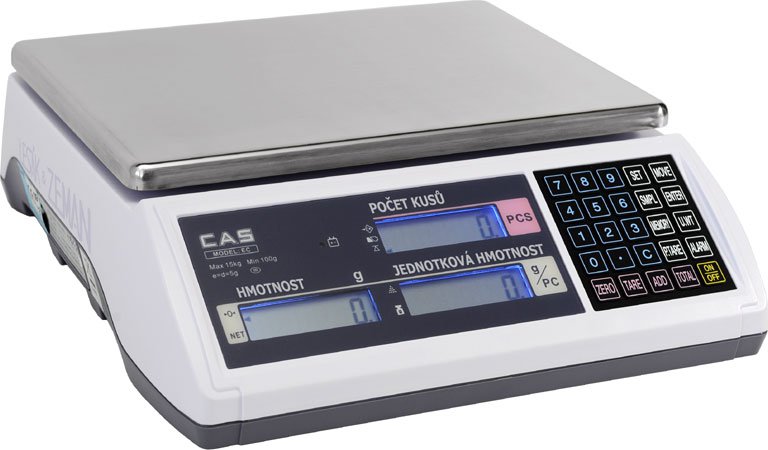 Počítací váha CAS EC3, 3kg/1g včetně EU ověření (stolní váha pro počítání kusů)