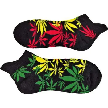 Dámské ponožky kotníkové ponožky rasta - marihuana