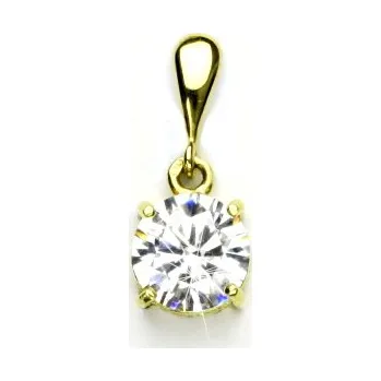 Přívěsek Zlatý přívěsek, žluté i bílé zlato, přírodní křišťál, přívěsek ze zlata, P 1357 (přírodní kámen 8 mm)