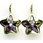 Zlaté náušnice,žluté zlato,hvězdičky,Swarovski krystal vitrail light,NK 1325