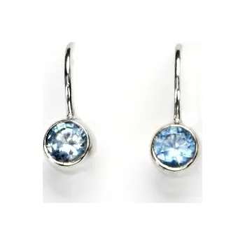 Náušnice Zlaté náušnice, bílé zlato, zirkon akvamarin, náušnice ze zlata, VE 140
