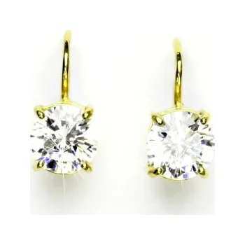 Drahý kámen Zlaté náušnice, žluté i bílé zlato, přírodní křišťál - NK 1252 (křišťál 7 mm)