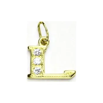 Přívěsek Zlatý přívěsek, žluté zlato, čiré zirkony, písmenko L, P 1106