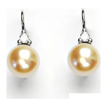 Náušnice Náušnice bílé i žluté zlato, šperky zlaté, přírodní perla lososová, VE 120