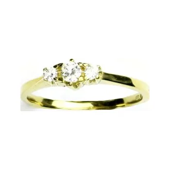Prsten Zlatý prsten, žluté zlato, čirý zirkon, prstýnek ze zlata, T 1222