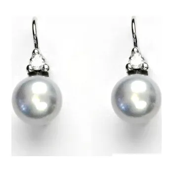 Náušnice Náušnice bílé i žluté zlato, šperky zlaté, přírodní perla stříbrná, VE 120